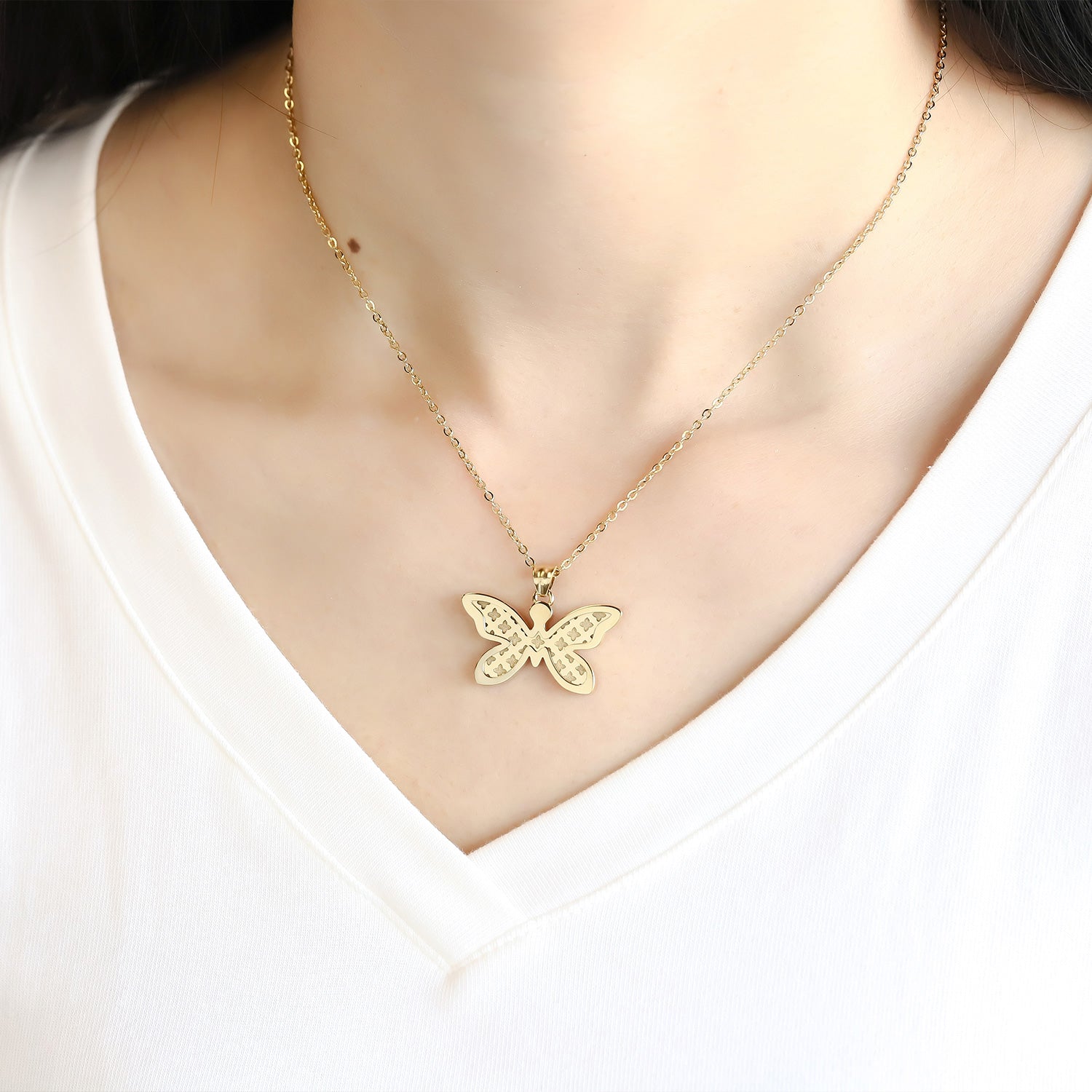 Papillon Whisper Necklace 14K Gold Plated