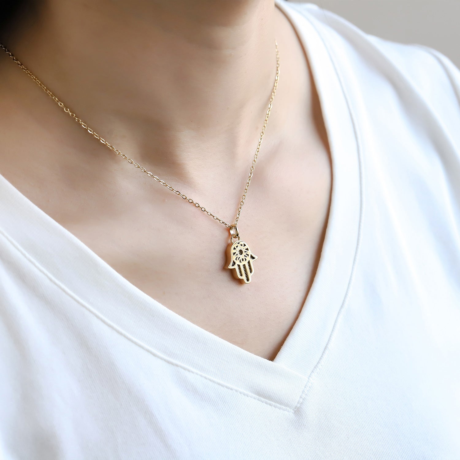 Hamsa Harmony Necklace 14K Gold Plated