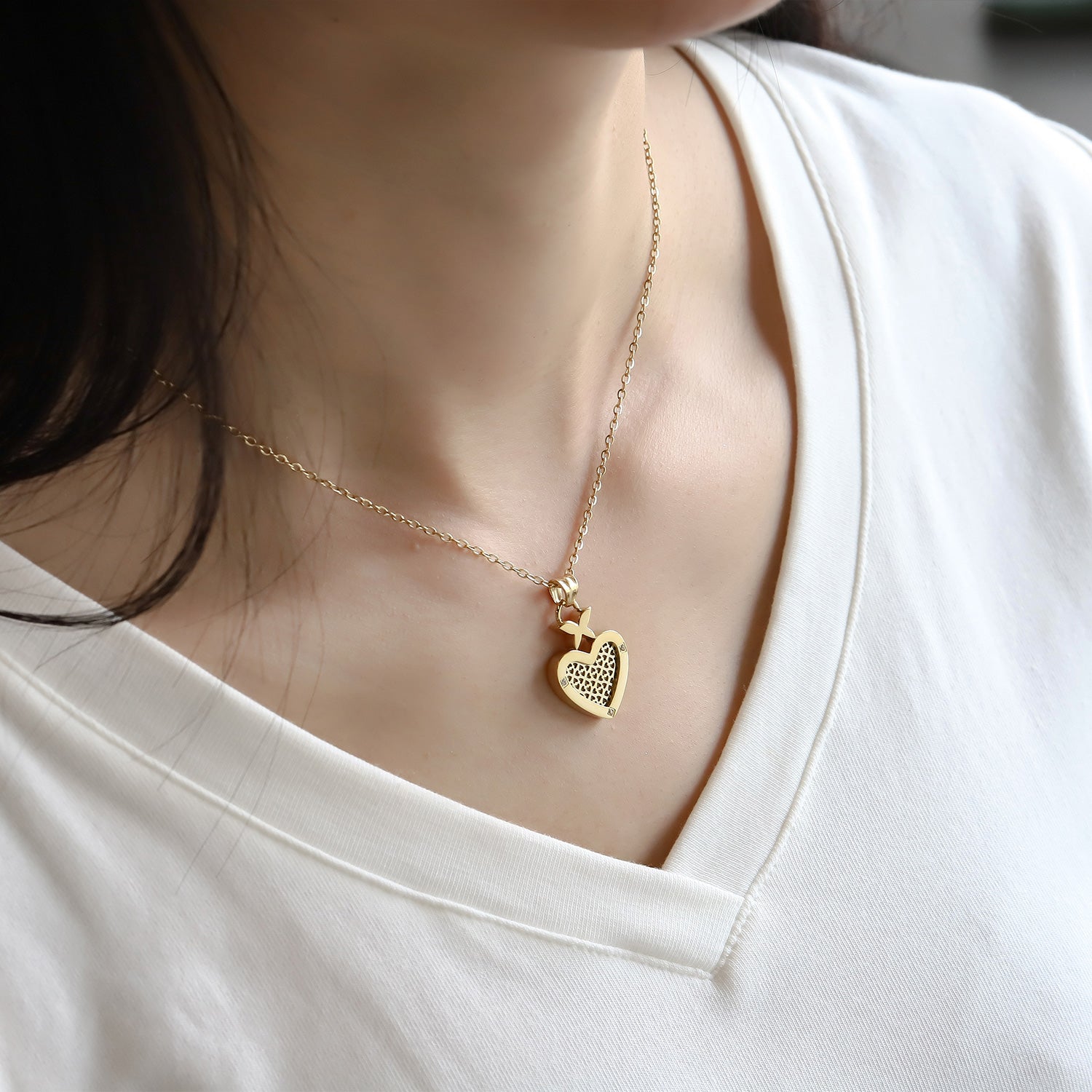 Heart Leaf Necklace 14K Gold Plated